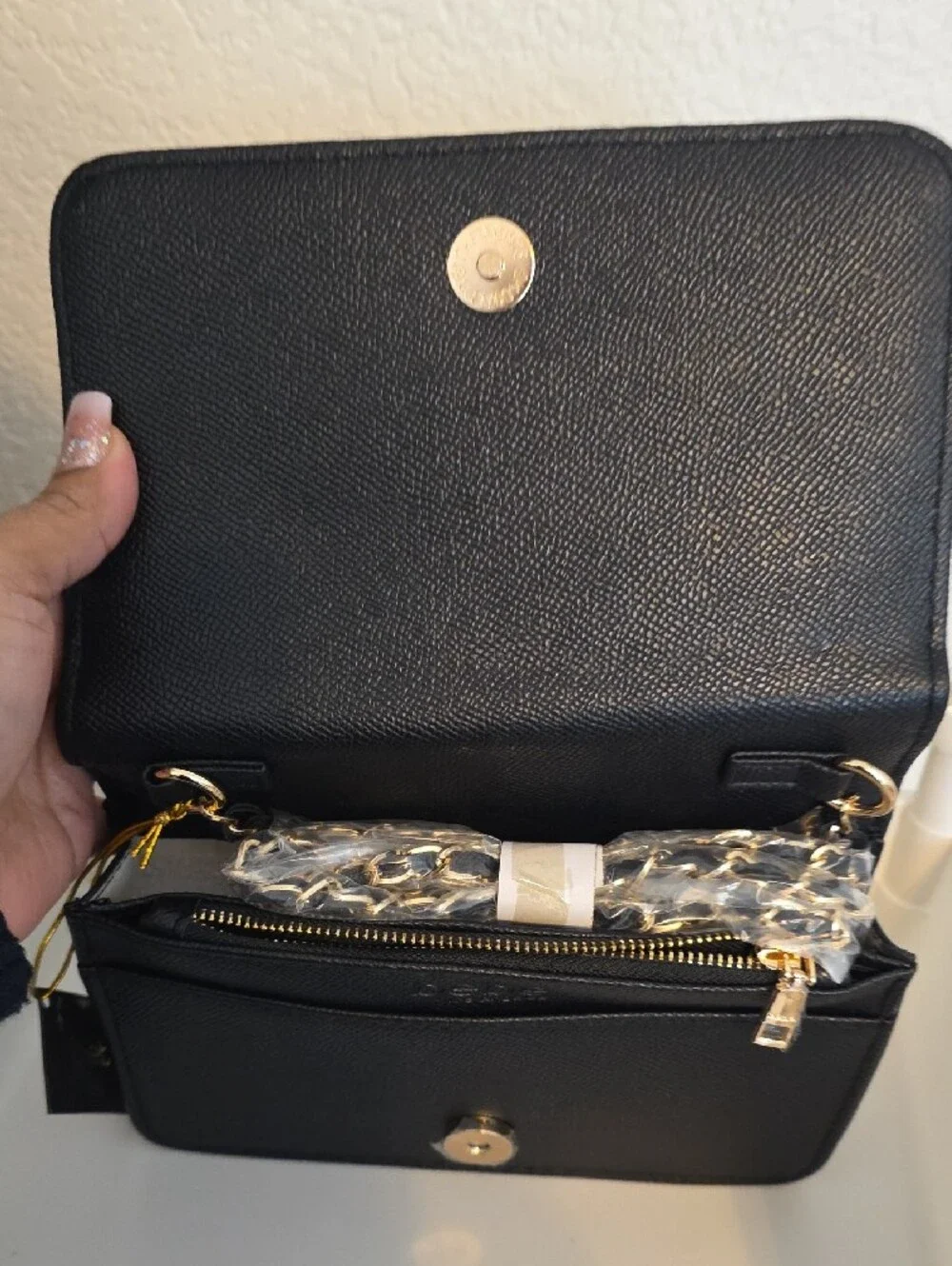 bebe Cream and Black Striped Cosmetic Case